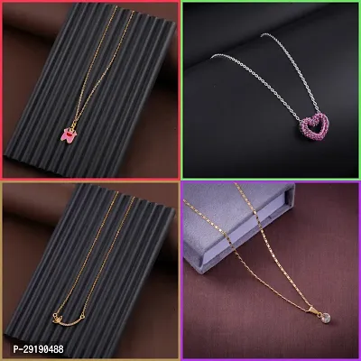 Delfa Combo Of 4 Necklaces Chain For Girls And Womens