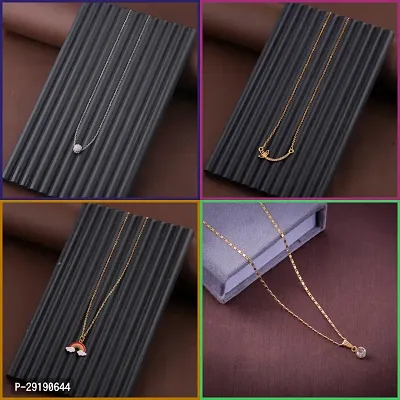 Delfa Combo Of 4 Necklaces Chain For Girls And Womens-thumb0