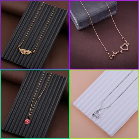 Delfa Combo Of 4 Necklaces Chain For Girls And Womens