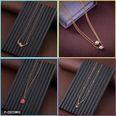 Delfa Combo Of 4 Necklaces Chain For Girls And Womens