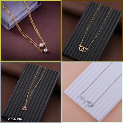 Delfa Combo Of 4 Necklaces Chain For Girls And Womens-thumb0