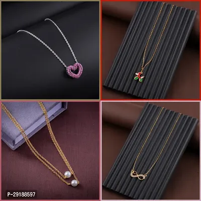 Delfa Combo Of 4 Necklaces Chain For Girls And Womens-thumb0