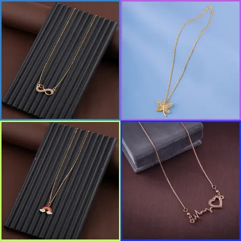 Delfa Combo Of 4 Necklaces Chain For Girls And Womens