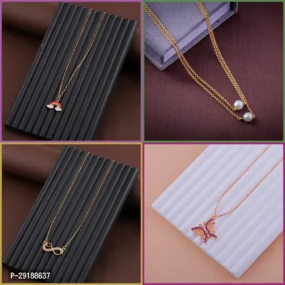 Delfa Combo Of 4 Necklaces Chain For Girls And Womens-thumb0