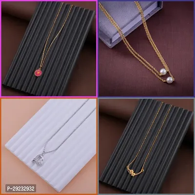 Delfa Combo Of 4 Necklaces Chain For Girls And Womens-thumb0