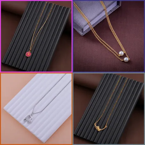 Delfa Combo Of 4 Necklaces Chain For Girls And Womens