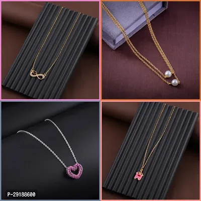 Delfa Combo Of 4 Necklaces Chain For Girls And Womens