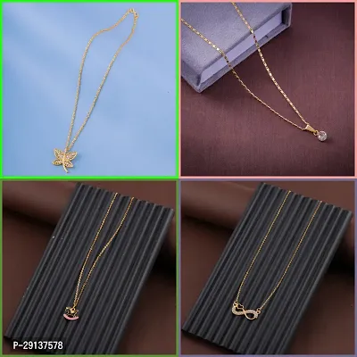 Delfa Combo Of 4 Necklaces Chain For Girls And Womens-thumb0