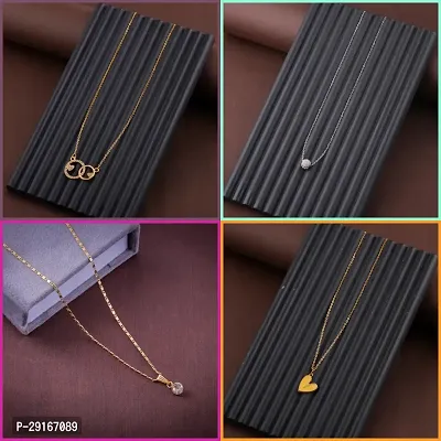 Delfa Combo Of 4 Necklaces Chain For Girls And Womens-thumb0