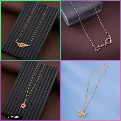 Delfa Combo Of 4 Necklaces Chain For Girls And Womens-thumb0