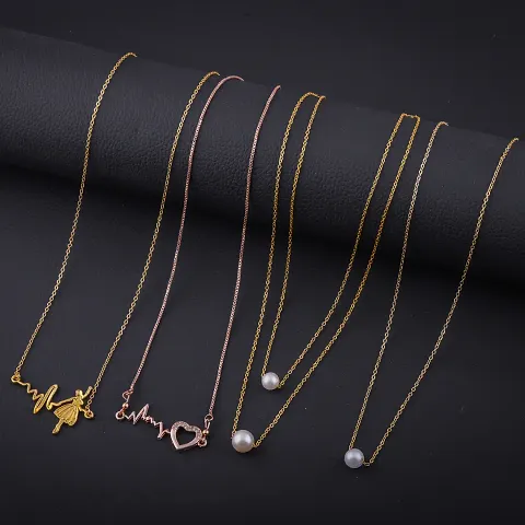 Pack Of 4 Exclusive Alloy Golden Necklace For Women