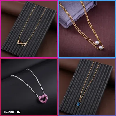 Delfa Combo Of 4 Necklaces Chain For Girls And Womens-thumb0