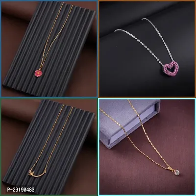 Delfa Combo Of 4 Necklaces Chain For Girls And Womens-thumb0