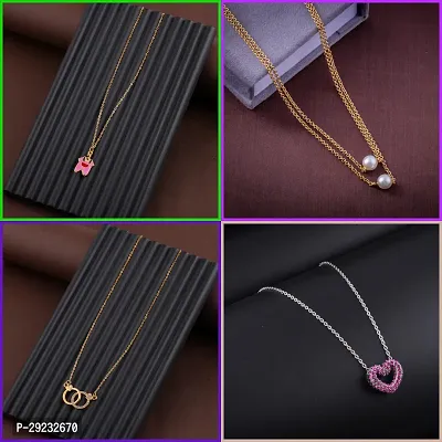 Delfa Combo Of 4 Necklaces Chain For Girls And Womens-thumb0