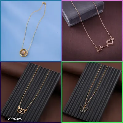 Delfa Combo Of 4 Necklaces Chain For Girls And Womens-thumb0