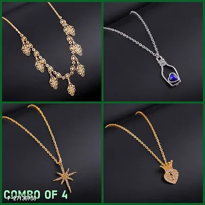 Exclusive Necklace Chain Combo of 4  For Womens And Girls-thumb0