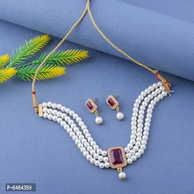 White pearl with Ad diamond set and earrings