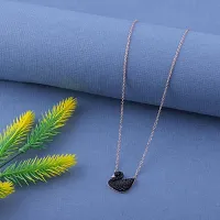 Delfa (Combo Of 2) Rose Gold Plated American Diamond Beautiful Black Duck Shape Daily wear Crystal Alloy Chain-thumb1
