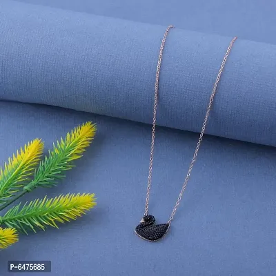 Delfa (Combo Of 2) Rose Gold Plated American Diamond Beautiful Black Duck Shape Daily wear Crystal Alloy Chain-thumb2
