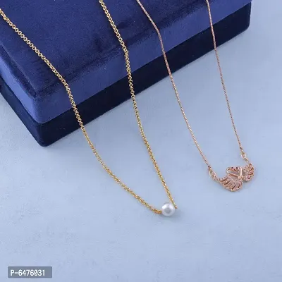 (combo of 2 ) New Swan Shape Plated chain pendant with White pearl