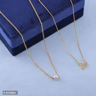 (combo of 2 ) New Duck Plated chain pendant with White pearl