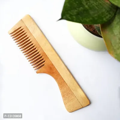 The Earth Trading Pure Kacchi Neem Wood Comb Regular Double Teeth