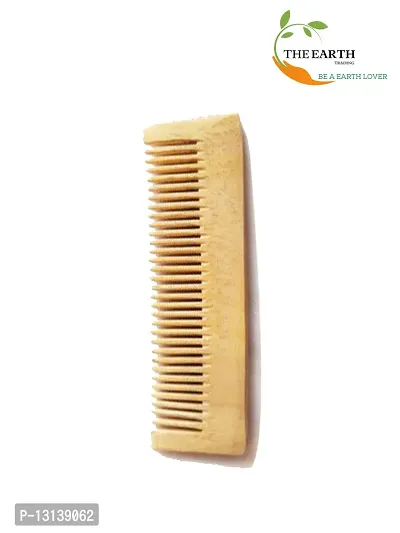 The Earth Trading Pure Kacchi Neem Wood Handle Comb Wide Teeth