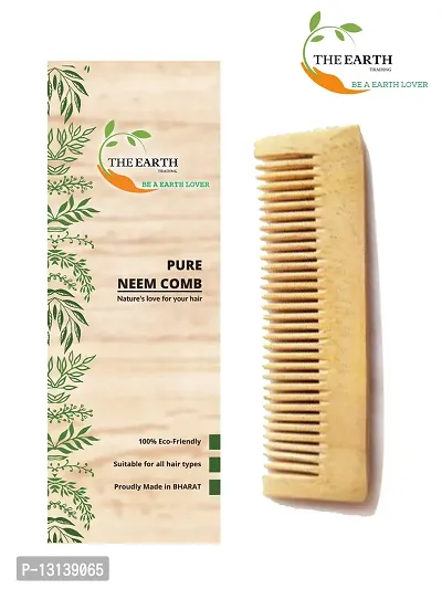 The Earth Trading Pure Kacchi Neem Wood Regular Curve Comb-thumb0