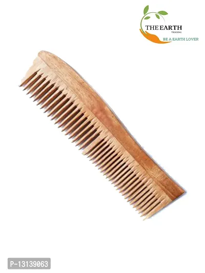 The Earth Trading Pure Kacchi Neem Wood Handle Comb Narrow Teeth-thumb0