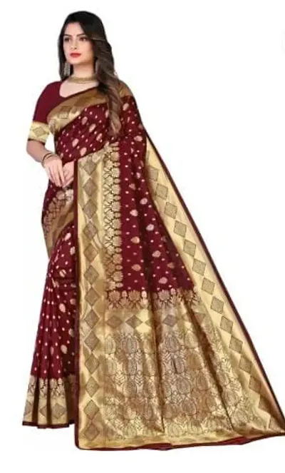 Hot Selling Silk Blend Saree with Blouse piece 