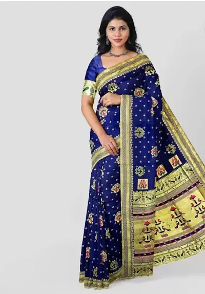 Hot Selling Silk Blend Saree with Blouse piece 