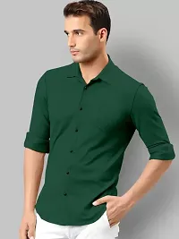 Stylish Green Cotton Solid Long Sleeves Shirt For Men-thumb2