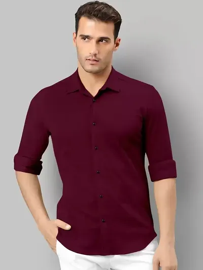 Stylish Solid Long Sleeves Shirt For Men