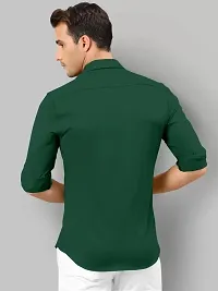 Stylish Green Cotton Solid Long Sleeves Shirt For Men-thumb1