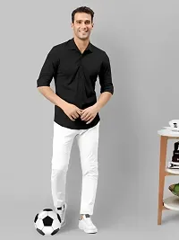 Stylish Black Cotton Solid Long Sleeves Shirt For Men-thumb2