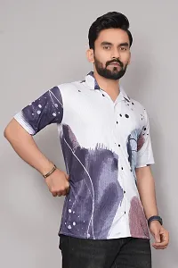 Reliable Multicoloured Synthetic Printed Short Sleeves Casual Shirt For Men-thumb2