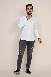 Reliable White Cotton Blend Self Pattern Long Sleeves Casual Shirt For Men-thumb4