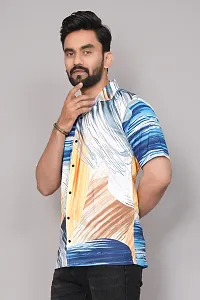 Reliable Multicoloured Synthetic Printed Short Sleeves Casual Shirt For Men-thumb3