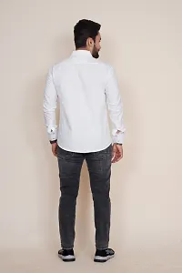 Reliable White Cotton Blend Self Pattern Long Sleeves Casual Shirt For Men-thumb1