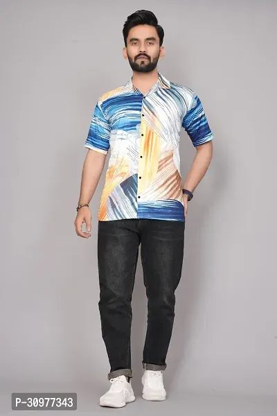 Reliable Multicoloured Synthetic Printed Short Sleeves Casual Shirt For Men-thumb5