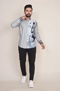 Reliable Grey Cotton Blend Printed Long Sleeves Casual Shirt For Men-thumb4