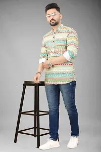 Classic Cotton Blend Printed Kurta For Men-thumb3