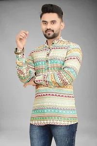 Classic Cotton Blend Printed Kurta For Men-thumb4