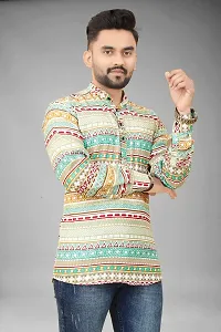 Classic Cotton Blend Printed Kurta For Men-thumb1