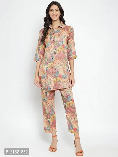 Classic Cotton Blend Printed Co-ord Set for Women-thumb0