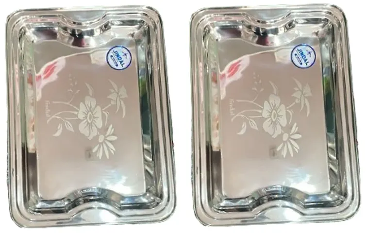 Classic Stainless Steel Serving Tray Pack of 2