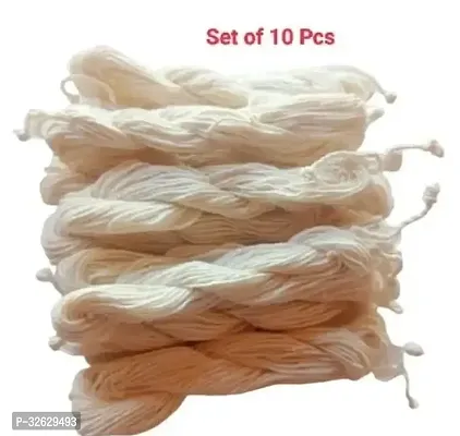 Saraswati Gallery Pure Cotton Janeu Dhaga YagyopaveethSacred Thread Brahmin Dhaga Mota Dhaga Religious Puja or Personal  Cream  Set of 10 Pcs