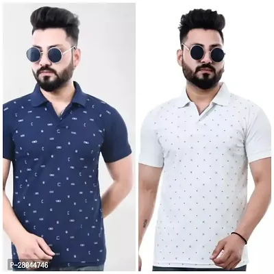 Reliable Multicoloured Cotton Blend Printed Tshirt For Men Pack Of 2-thumb0