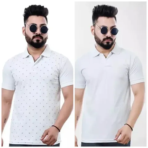 Reliable Multicoloured Cotton Blend Printed Tshirt For Men Pack Of 2