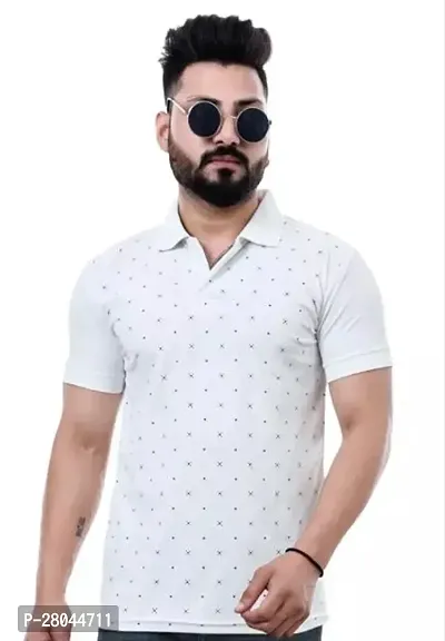 Reliable White Cotton Blend Printed Tshirt For Men-thumb0
